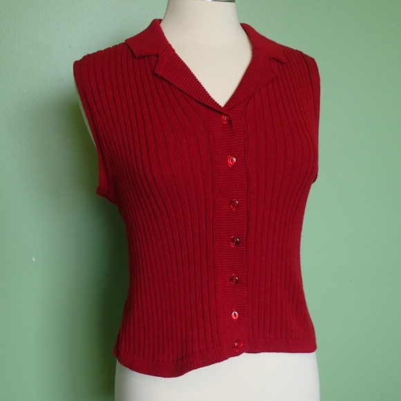 kathy ireland Tops - Kathy Ireland Red Sleeveless Sweater Top